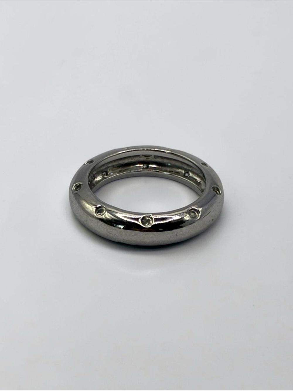 Sterling Silver 925 Polished CZ Band Ring Size 6.5